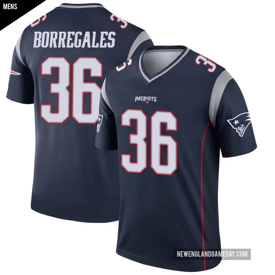 Men's New England Patriots ＃36 Andy Borregales Navy Legend Jersey
