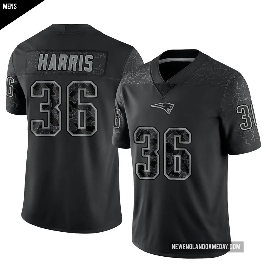 Men's New England Patriots ＃36 Kevin Harris Black Limited Reflective Jersey
