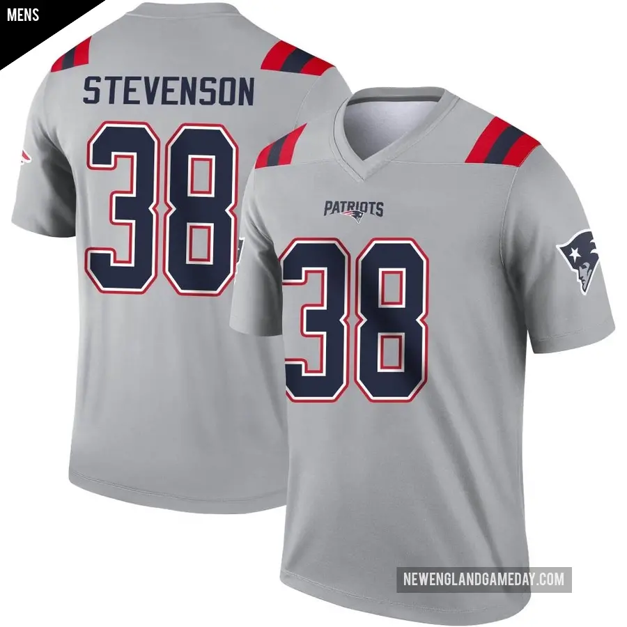 Men's New England Patriots ＃38 Rhamondre Stevenson Gray Legend Inverted Jersey