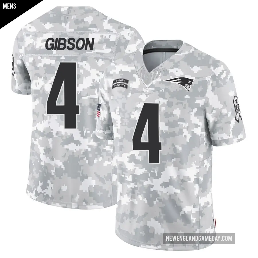 Men's New England Patriots ＃4 Antonio Gibson Arctic Camo Limited 2024 Salute to Service Jersey