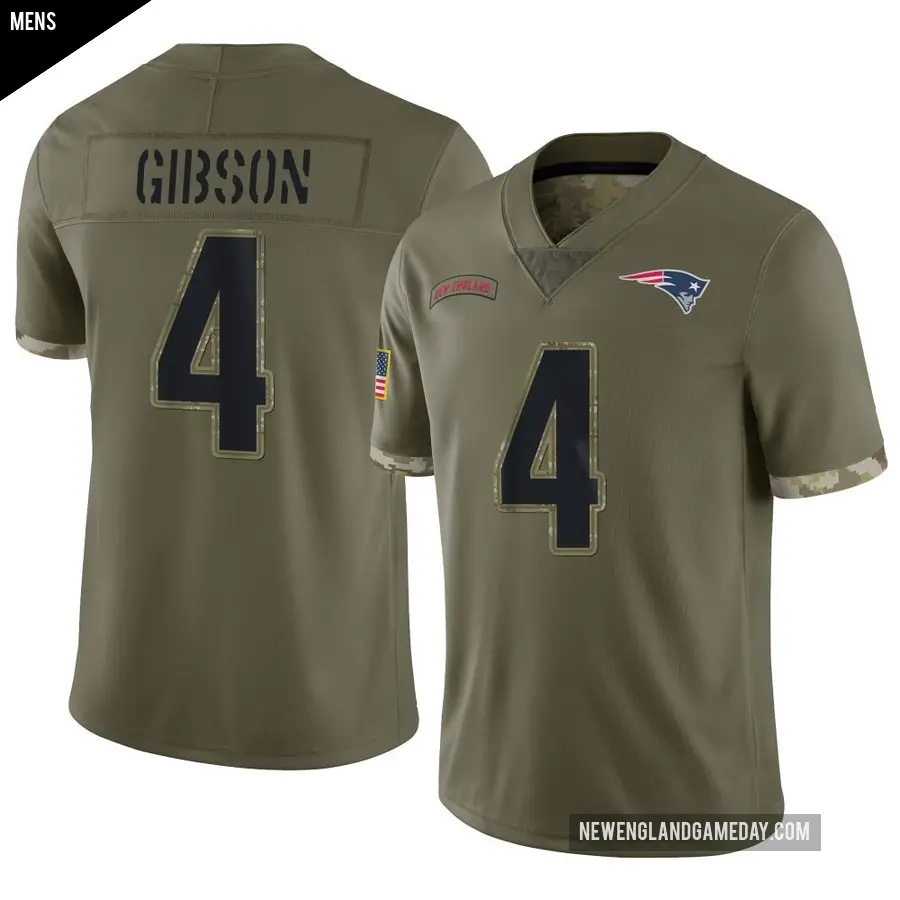 Men's New England Patriots ＃4 Antonio Gibson Olive Limited 2022 Salute To Service Jersey