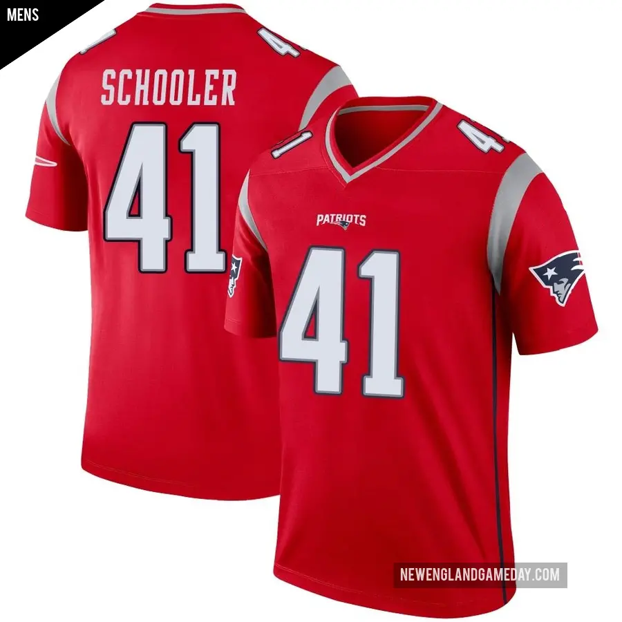 Men's New England Patriots ＃41 Brenden Schooler Red Legend Inverted Jersey