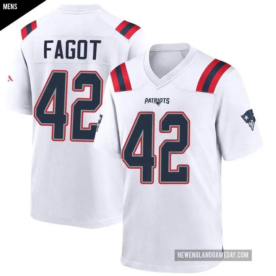 Men's New England Patriots ＃42 Diego Fagot White Game Jersey