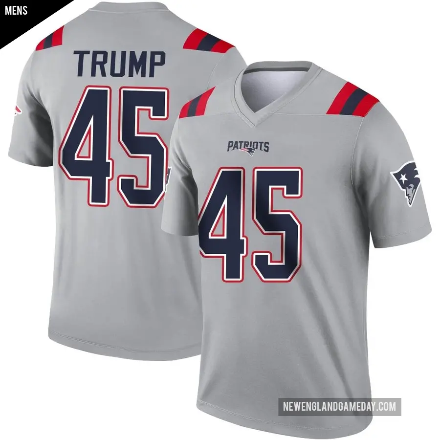 Men's New England Patriots ＃45 Donald Trump Gray Legend Inverted Jersey