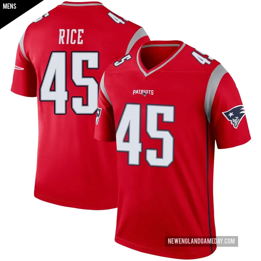 Men's New England Patriots ＃45 Monty Rice Red Legend Inverted Jersey