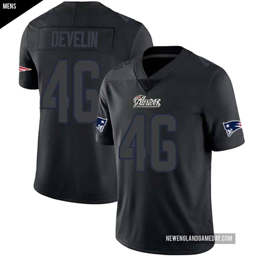 Men's New England Patriots ＃46 James Develin Black Impact Limited Jersey