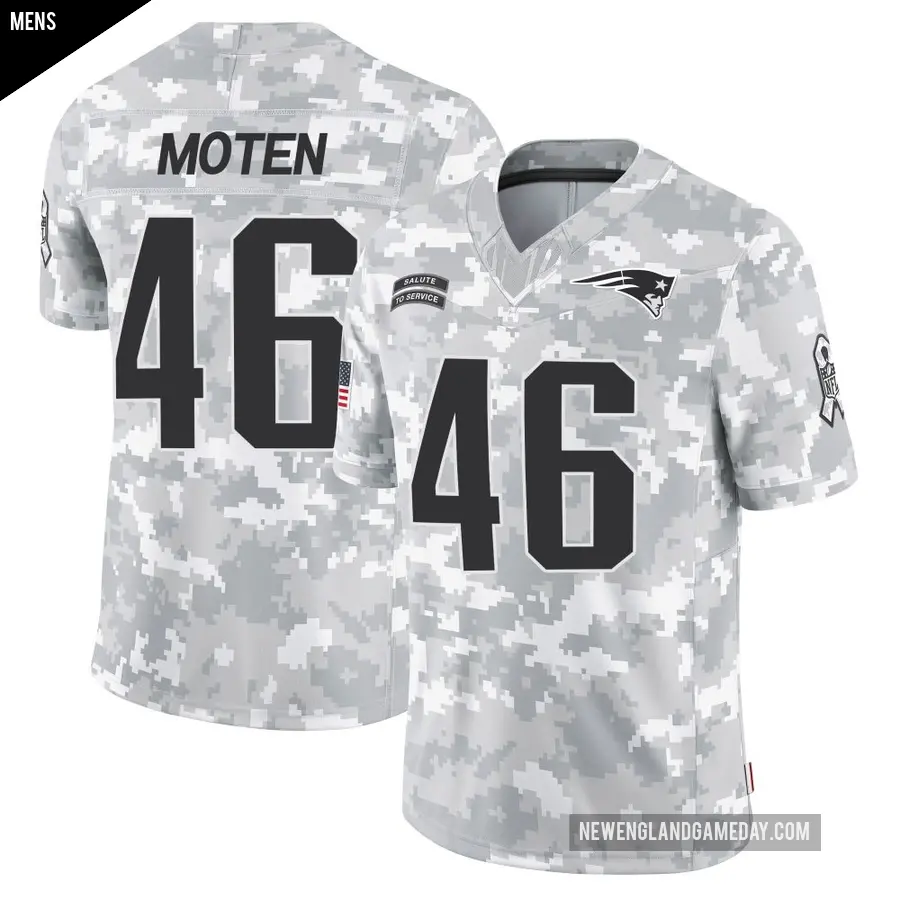 Men's New England Patriots ＃46 R.J. Moten Arctic Camo Limited 2024 Salute to Service Jersey