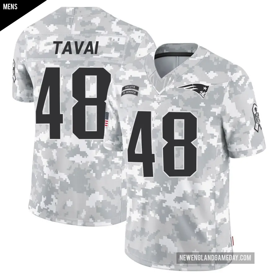 Men's New England Patriots ＃48 Jahlani Tavai Arctic Camo Limited 2024 Salute to Service Jersey