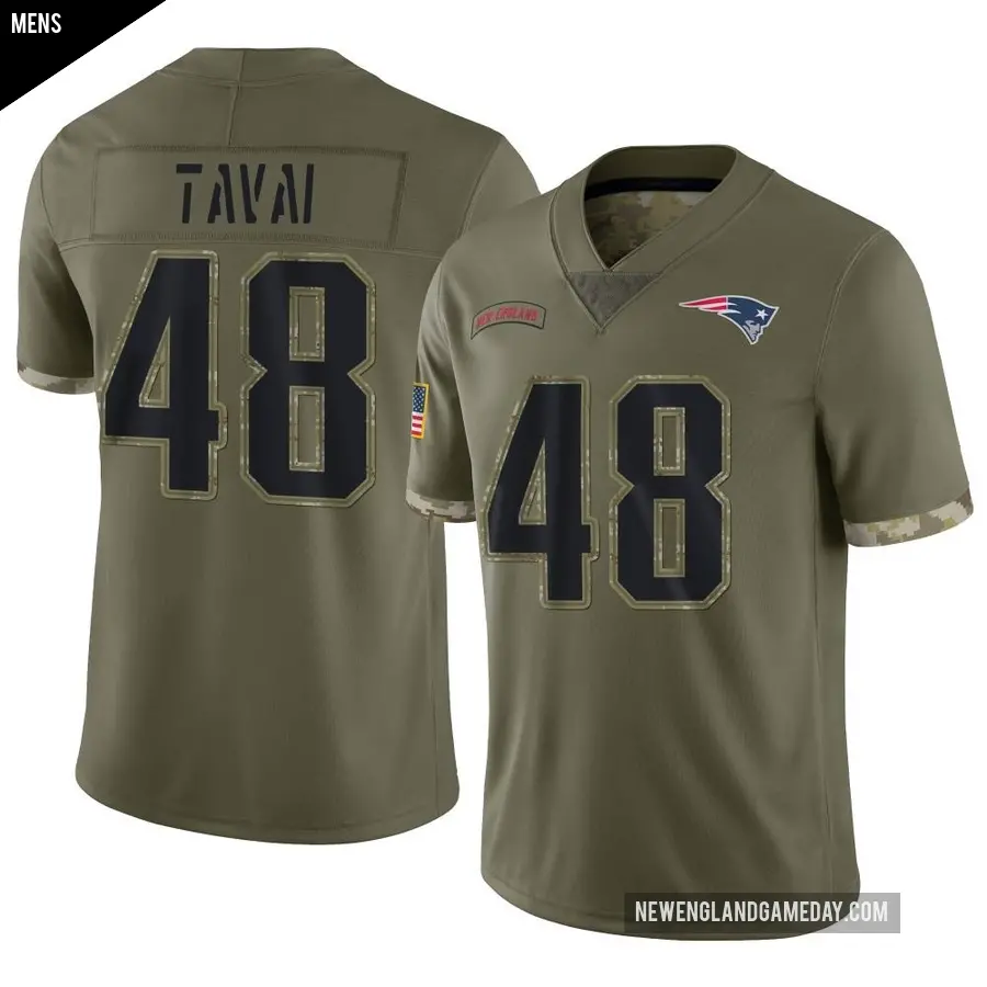 Men's New England Patriots ＃48 Jahlani Tavai Olive Limited 2022 Salute To Service Jersey