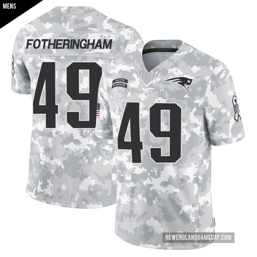 Men's New England Patriots ＃49 Cole Fotheringham Arctic Camo Limited 2024 Salute to Service Jersey