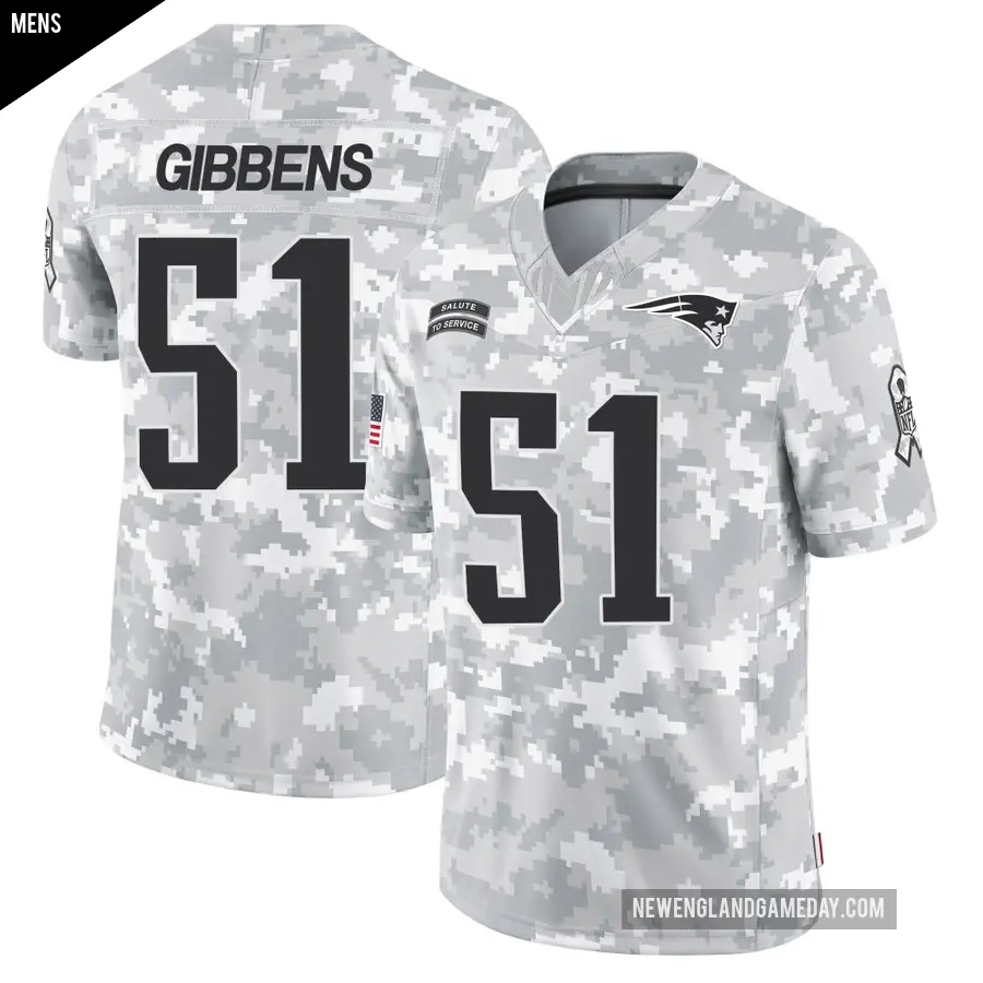 Men's New England Patriots ＃51 Jack Gibbens Arctic Camo Limited 2024 Salute to Service Jersey