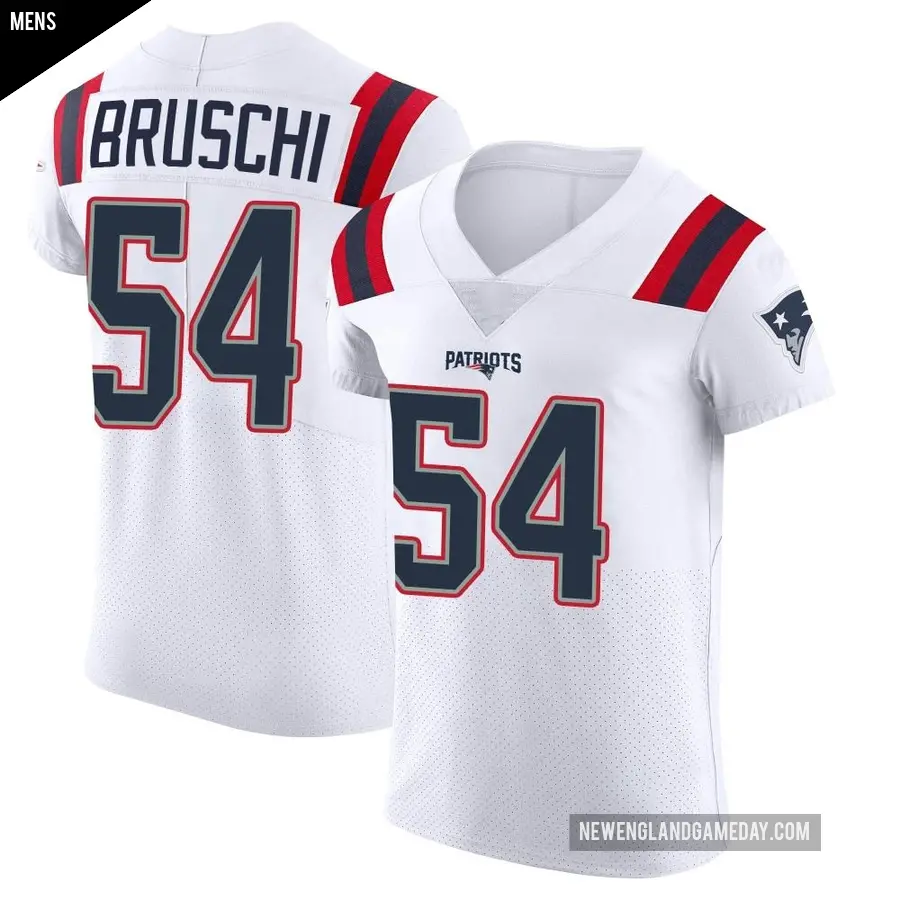 Men's New England Patriots ＃54 Tedy Bruschi White Elite Vapor Untouchable Jersey