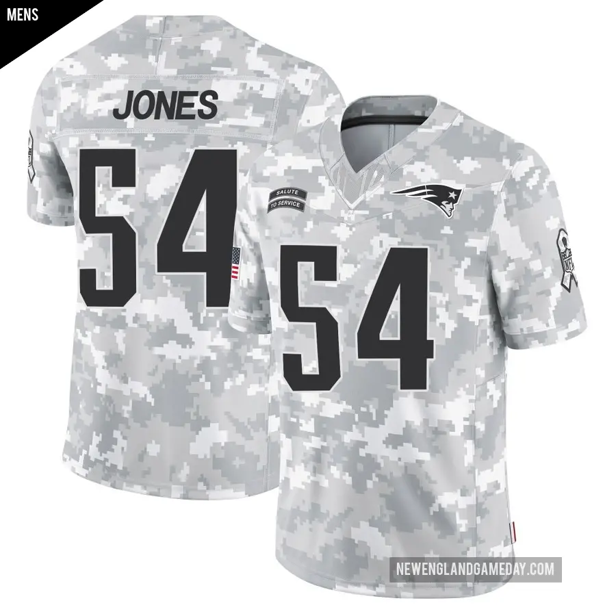 Men's New England Patriots ＃54 Truman Jones Arctic Camo Limited 2024 Salute to Service Jersey