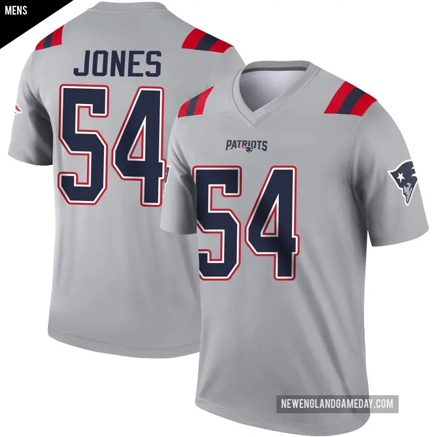 Men's New England Patriots ＃54 Truman Jones Gray Legend Inverted Jersey
