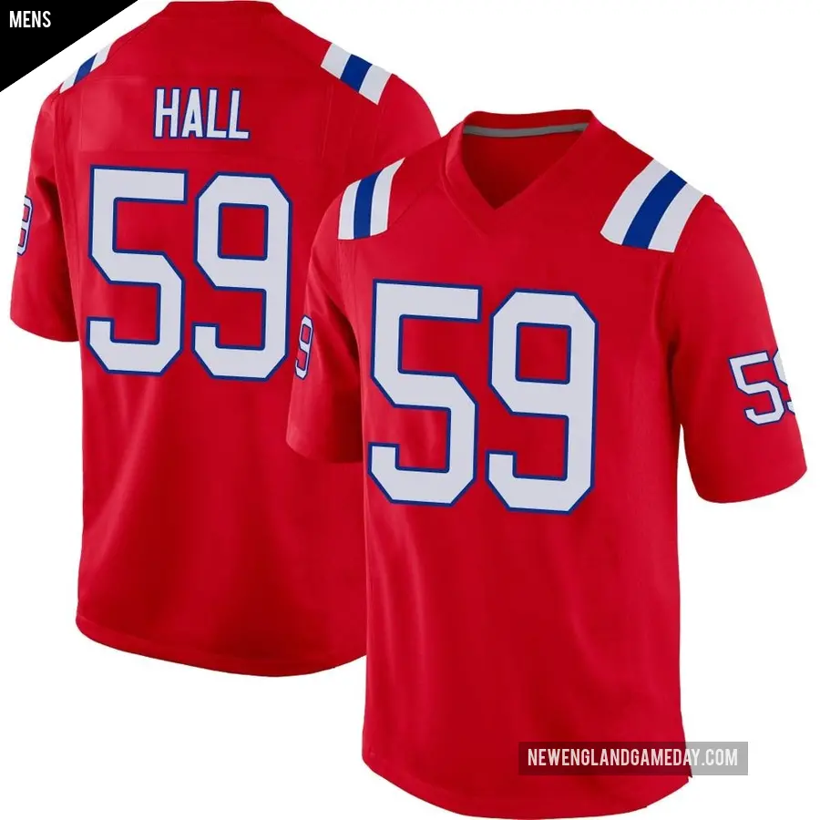 Men's New England Patriots ＃59 Terez Hall Red Game Alternate Jersey