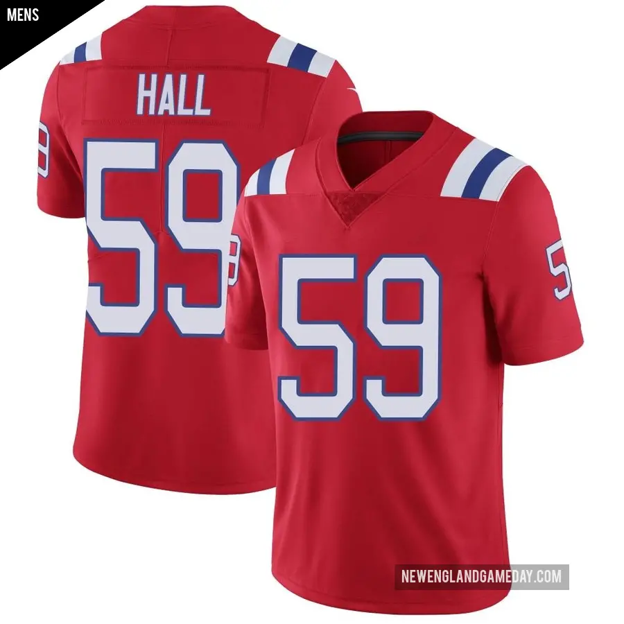 Men's New England Patriots ＃59 Terez Hall Red Limited Vapor Untouchable Alternate Jersey