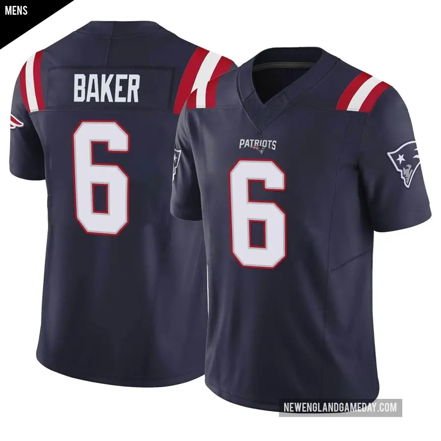 Men's New England Patriots ＃6 Javon Baker Navy Limited Vapor F.U.S.E. Jersey