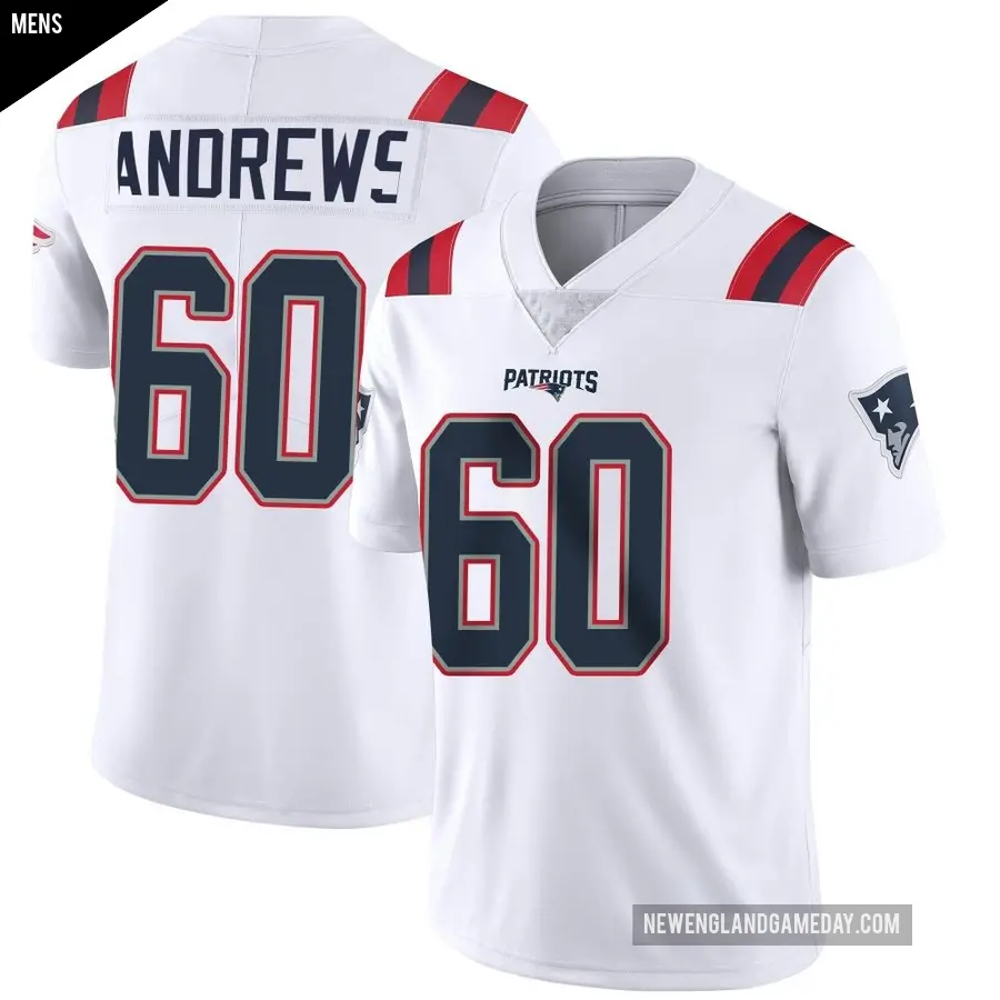Men's New England Patriots ＃60 David Andrews White Limited Vapor Untouchable Jersey