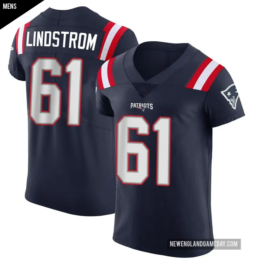 Men's New England Patriots ＃61 Alec Lindstrom Navy Elite Team Color Vapor Untouchable Jersey