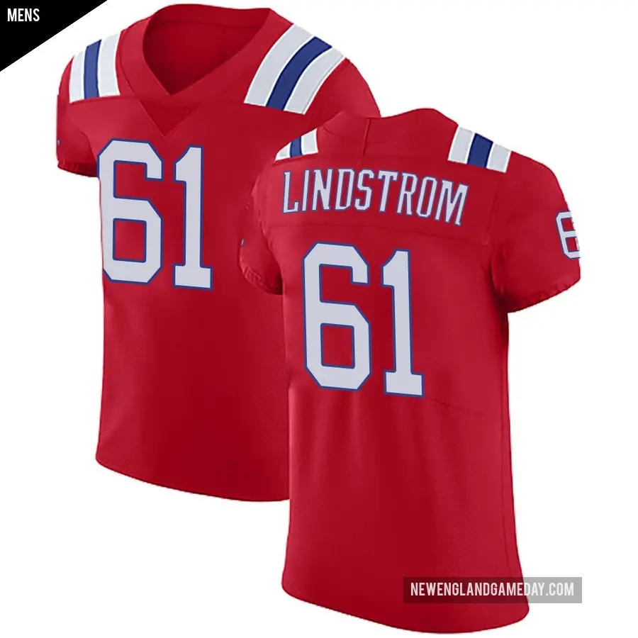 Men's New England Patriots ＃61 Alec Lindstrom Red Elite Vapor Untouchable Alternate Jersey