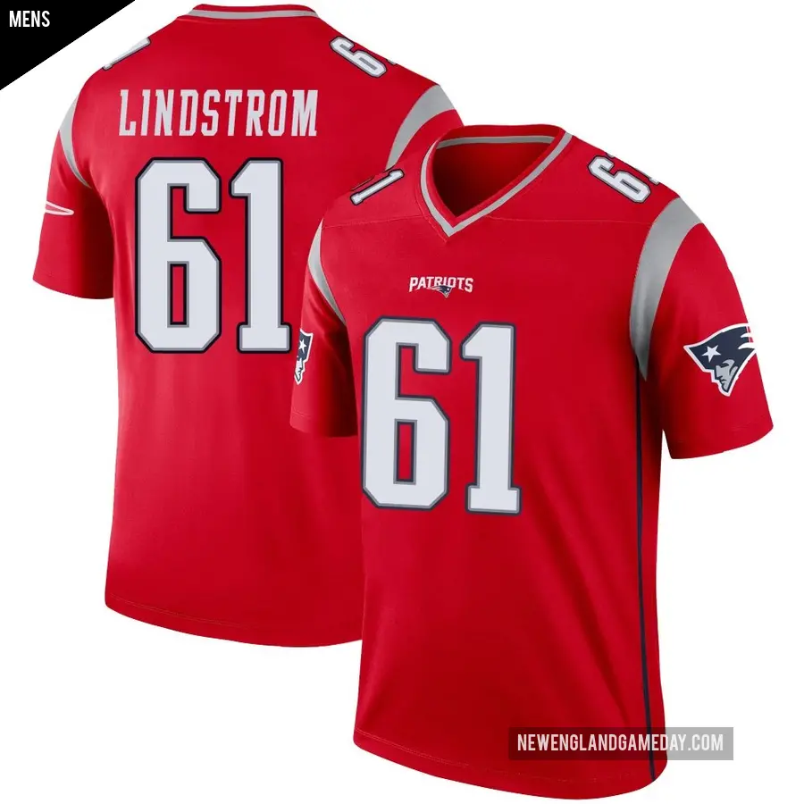 Men's New England Patriots ＃61 Alec Lindstrom Red Legend Inverted Jersey