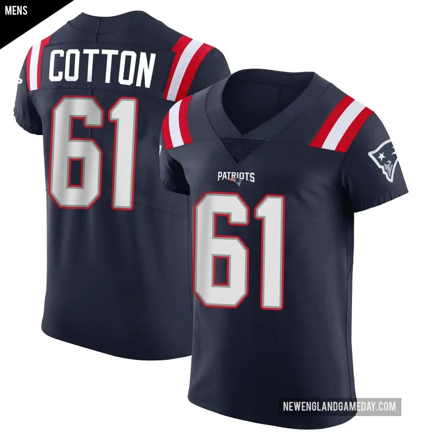 Men's New England Patriots ＃61 Lester Cotton Navy Elite Team Color Vapor Untouchable Jersey