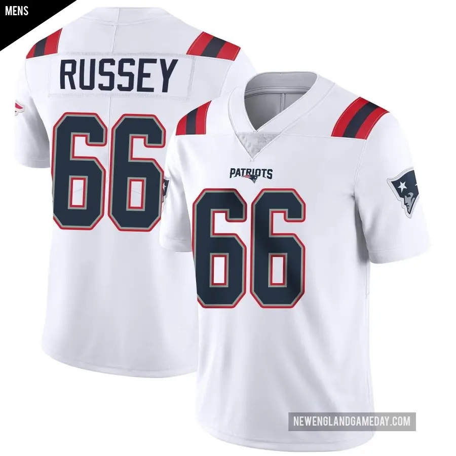 Men's New England Patriots ＃66 Kody Russey White Limited Vapor Untouchable Jersey