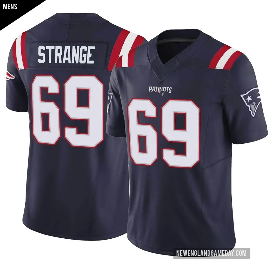Men's New England Patriots ＃69 Cole Strange Navy Limited Vapor F.U.S.E. Jersey