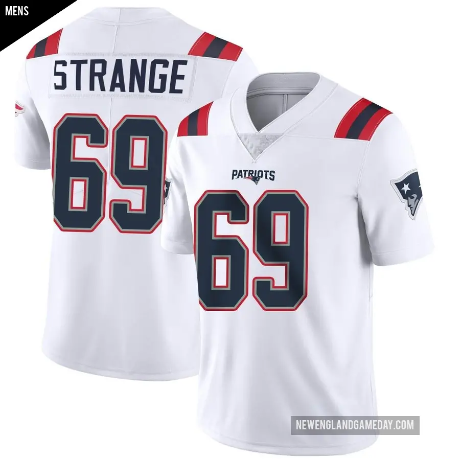 Men's New England Patriots ＃69 Cole Strange White Limited Vapor Untouchable Jersey