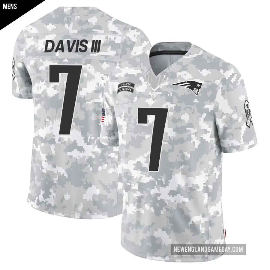 Men's New England Patriots ＃7 Carlton Davis III Arctic Camo Limited 2024 Salute to Service Jersey