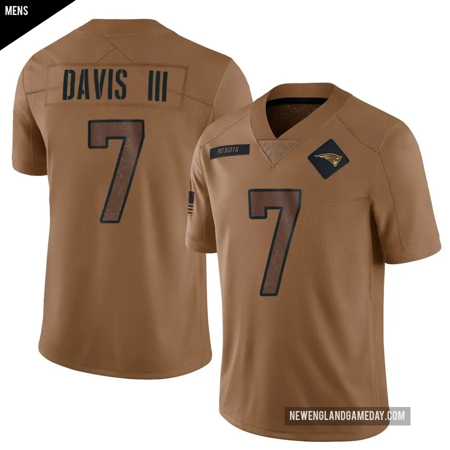 Men's New England Patriots ＃7 Carlton Davis III Brown Limited 2023 Salute To Service Jersey