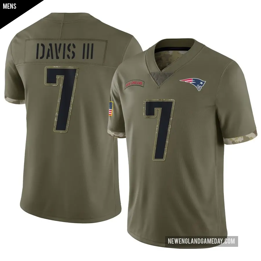 Men's New England Patriots ＃7 Carlton Davis III Olive Limited 2022 Salute To Service Jersey