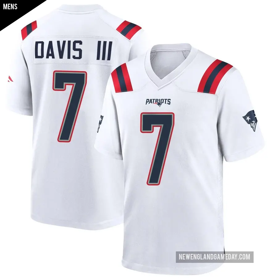Men's New England Patriots ＃7 Carlton Davis III White Game Jersey