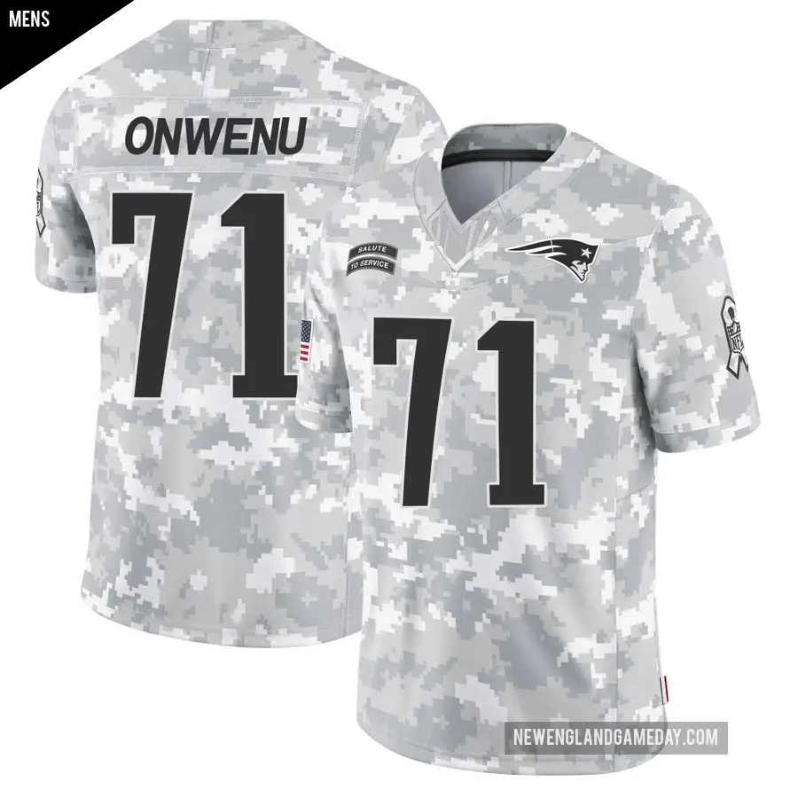 Men's New England Patriots ＃71 Mike Onwenu Arctic Camo Limited 2024 Salute to Service Jersey