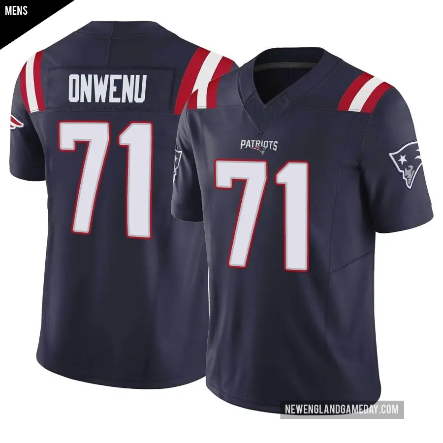 Men's New England Patriots ＃71 Mike Onwenu Navy Limited Vapor F.U.S.E. Jersey