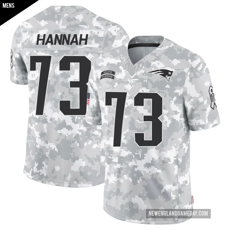 Men's New England Patriots ＃73 John Hannah Arctic Camo Limited 2024 Salute to Service Jersey