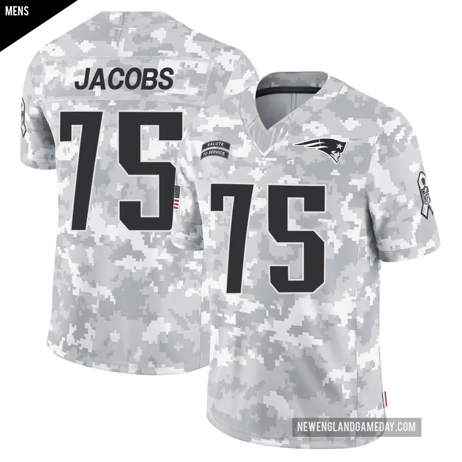 Men's New England Patriots ＃75 Demontrey Jacobs Arctic Camo Limited 2024 Salute to Service Jersey