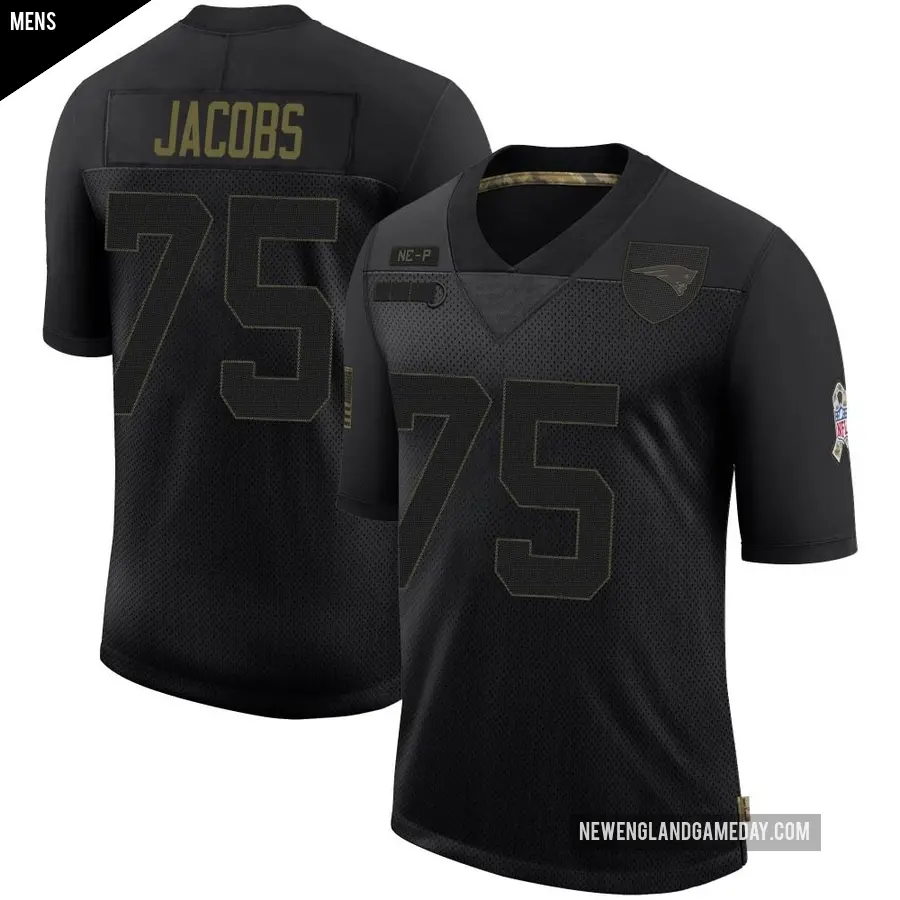 Men's New England Patriots ＃75 Demontrey Jacobs Black Limited 2020 Salute To Service Jersey