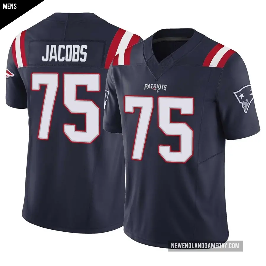 Men's New England Patriots ＃75 Demontrey Jacobs Navy Limited Vapor F.U.S.E. Jersey