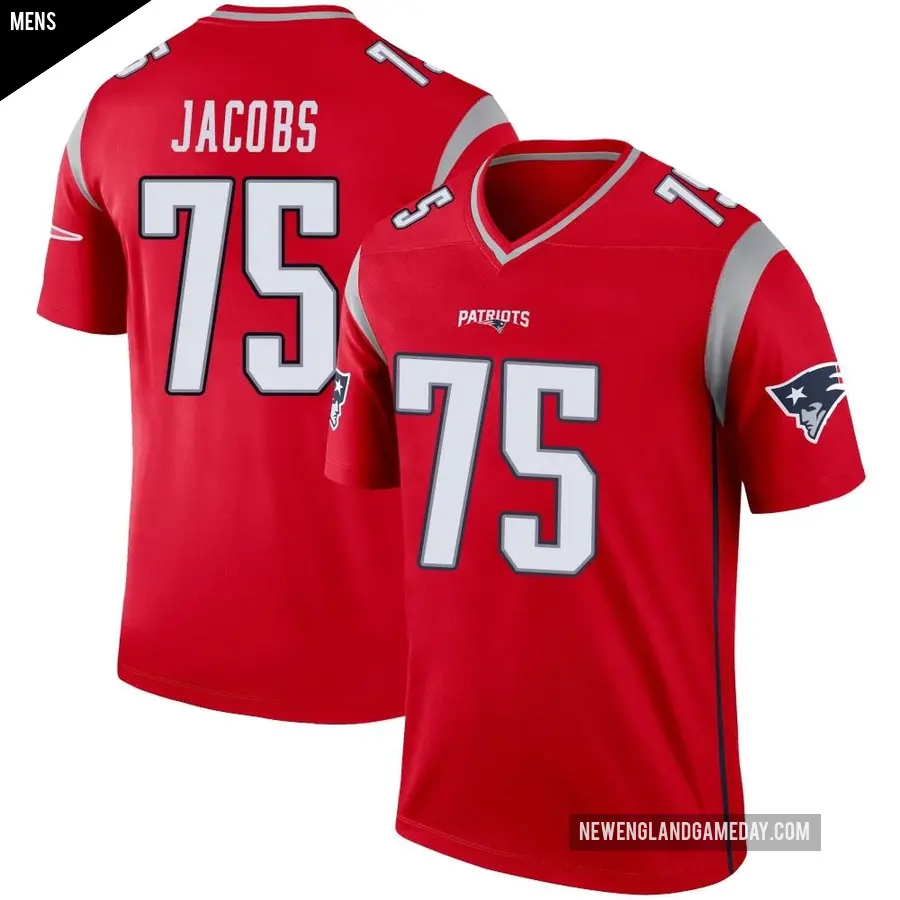 Men's New England Patriots ＃75 Demontrey Jacobs Red Legend Inverted Jersey