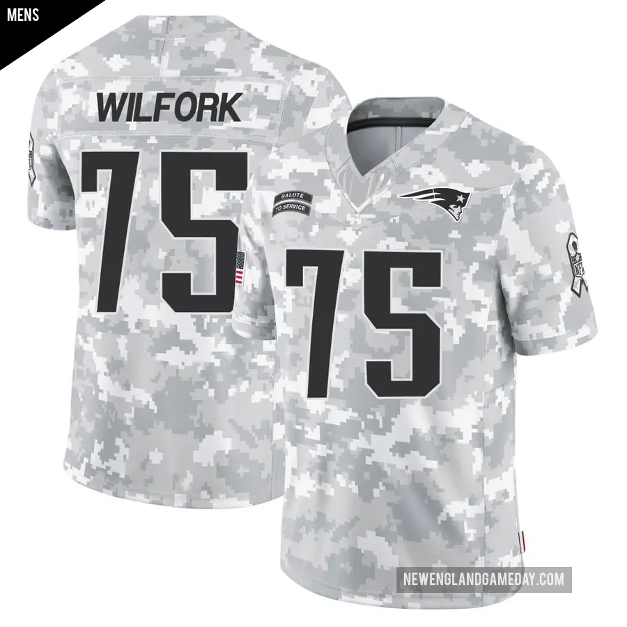 Men's New England Patriots ＃75 Vince Wilfork Arctic Camo Limited 2024 Salute to Service Jersey