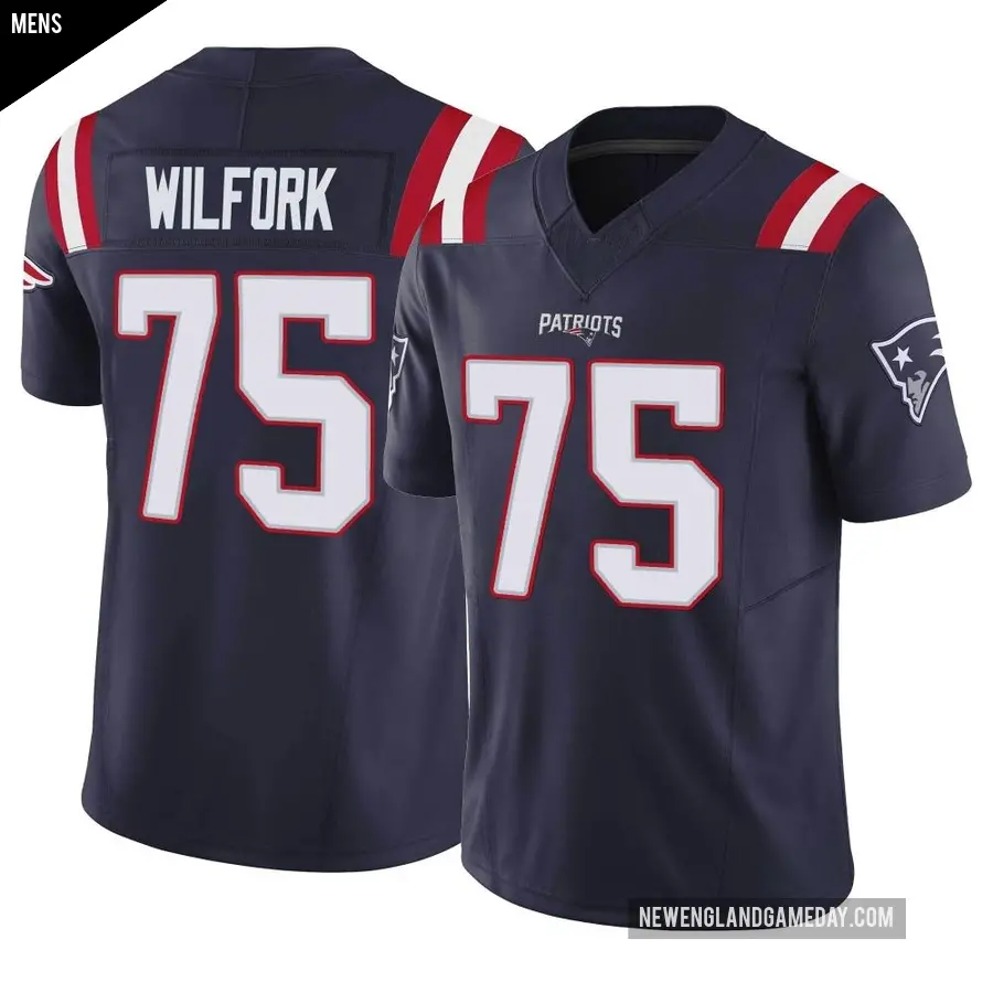 Men's New England Patriots ＃75 Vince Wilfork Navy Limited Vapor F.U.S.E. Jersey