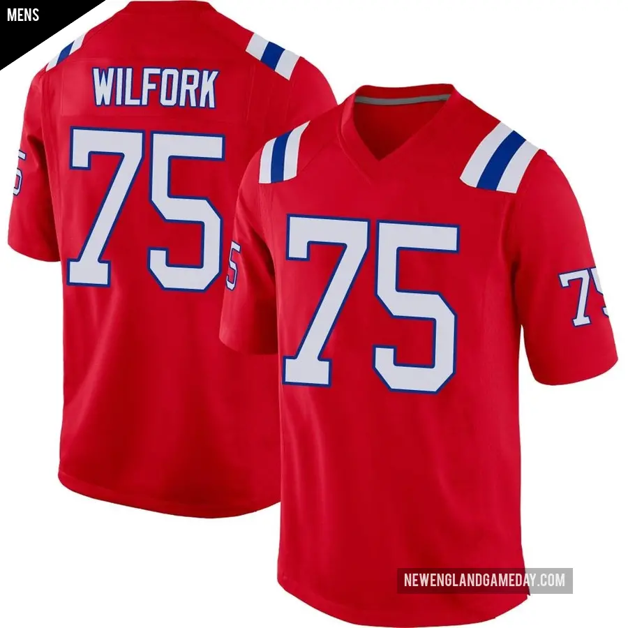 Men's New England Patriots ＃75 Vince Wilfork Red Game Alternate Jersey
