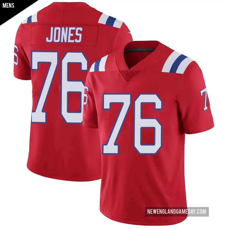 Men's New England Patriots ＃76 Caleb Jones Red Limited Vapor Untouchable Alternate Jersey