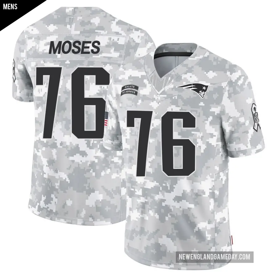 Men's New England Patriots ＃76 Morgan Moses Arctic Camo Limited 2024 Salute to Service Jersey