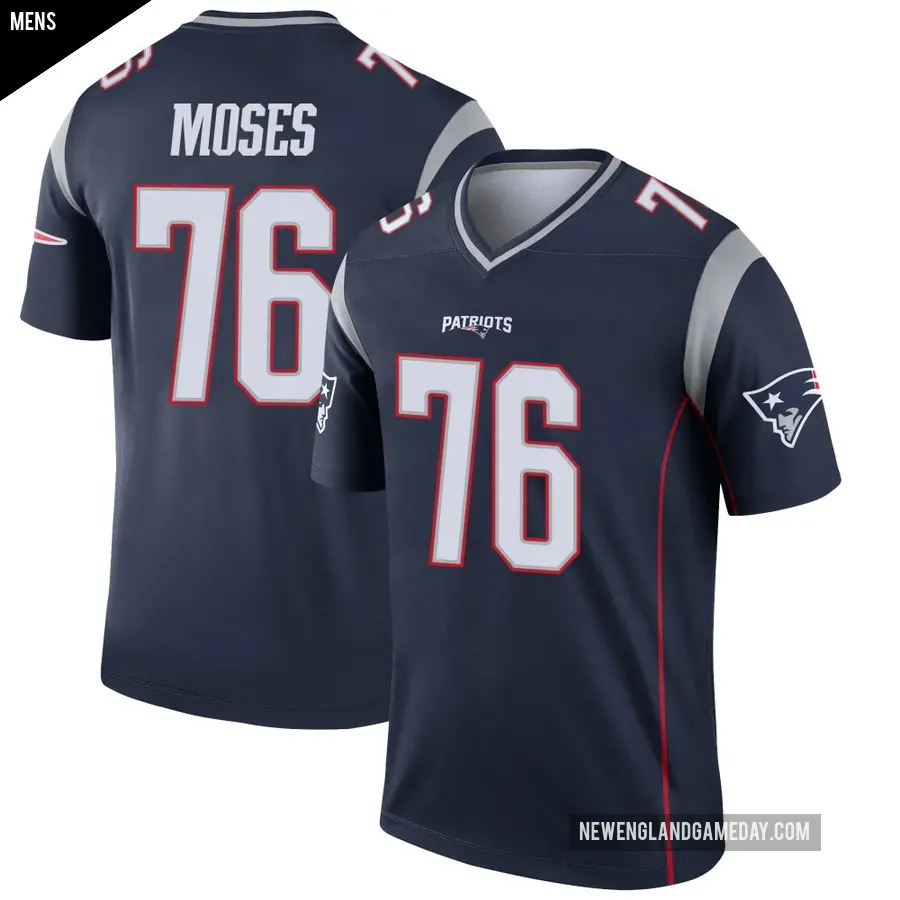 Men's New England Patriots ＃76 Morgan Moses Navy Legend Jersey