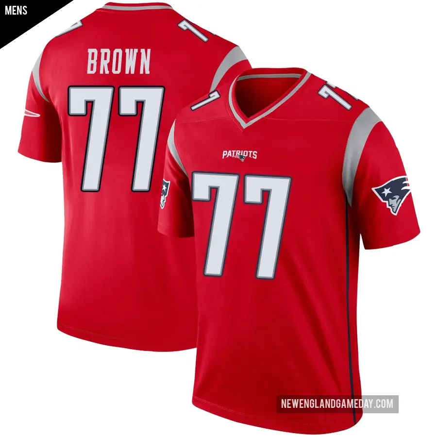 Men's New England Patriots ＃77 Ben Brown Red Legend Inverted Jersey