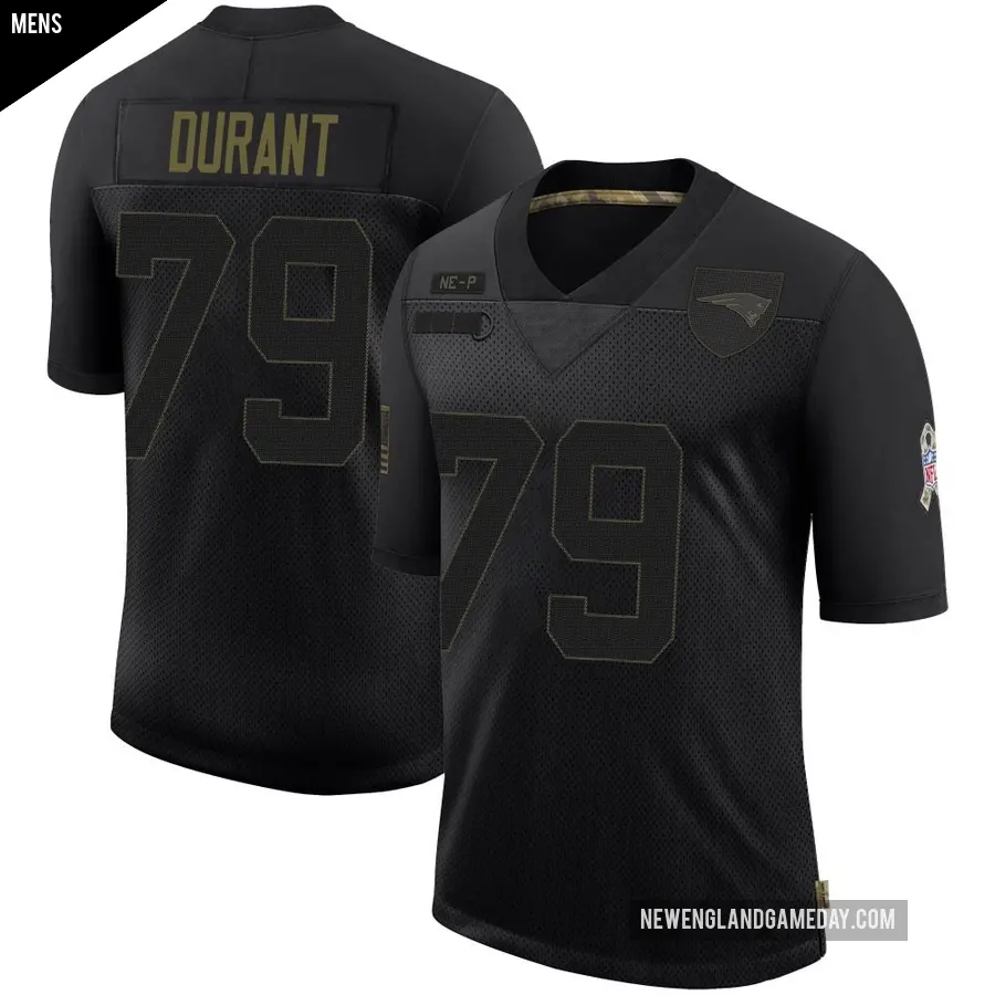 Men's New England Patriots ＃79 Yasir Durant Black Limited 2020 Salute To Service Jersey