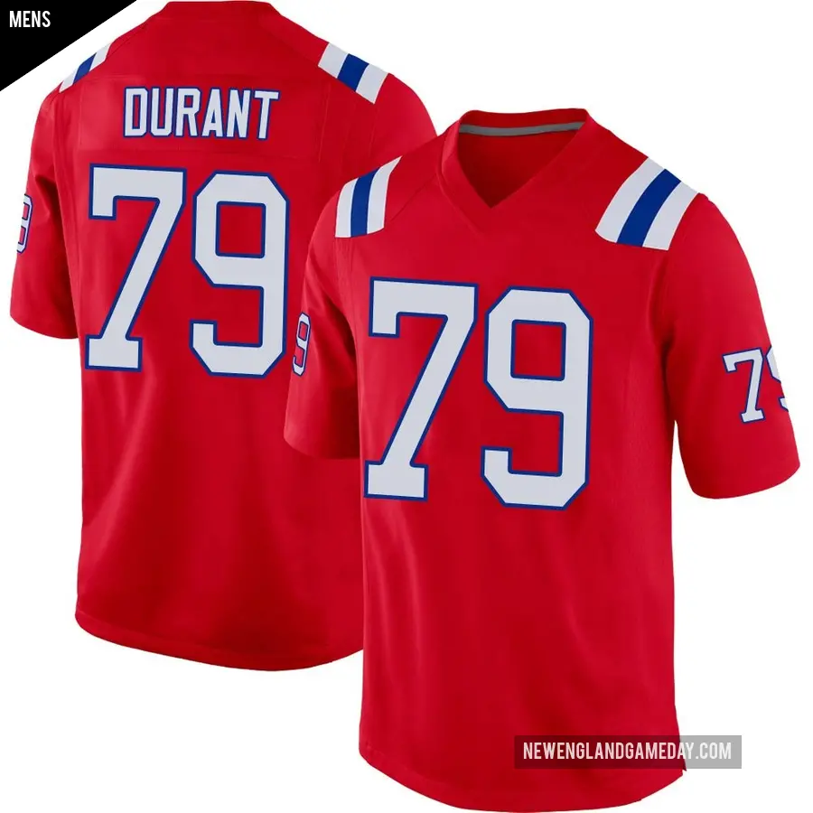 Men's New England Patriots ＃79 Yasir Durant Red Game Alternate Jersey