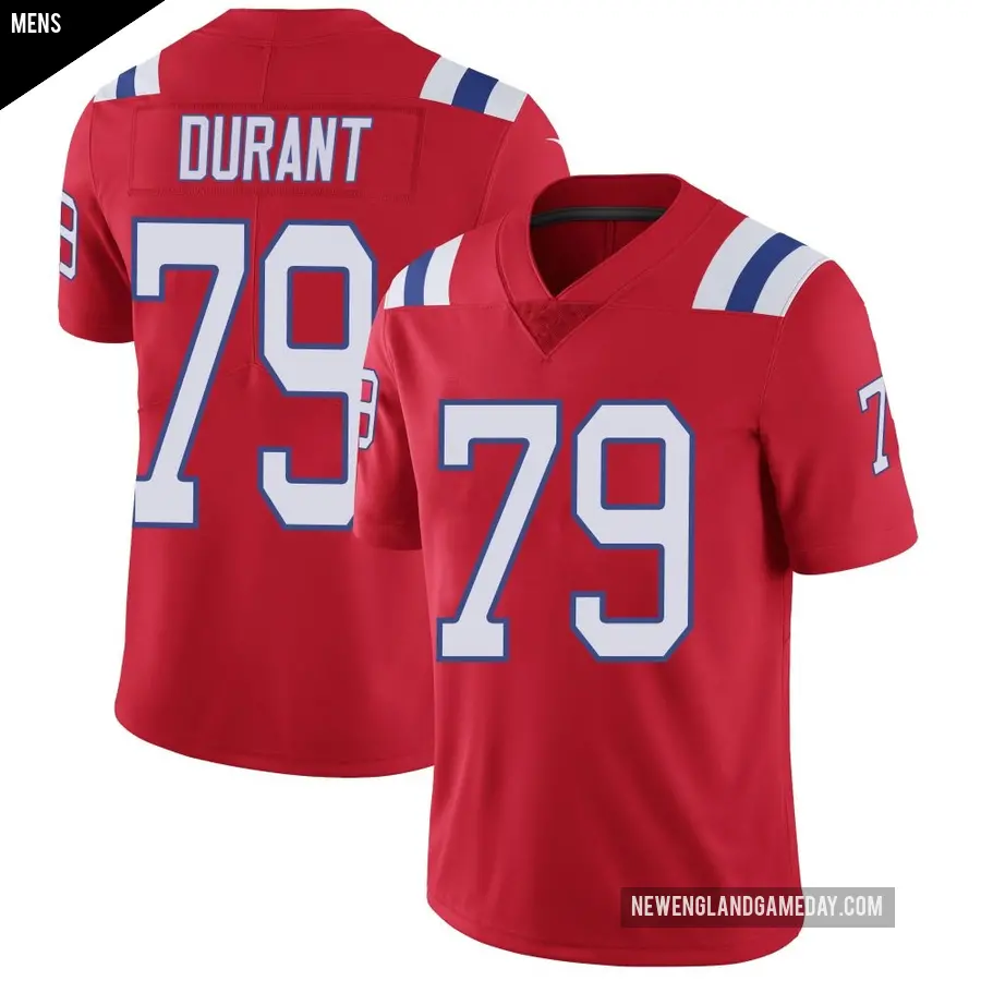 Men's New England Patriots ＃79 Yasir Durant Red Limited Vapor Untouchable Alternate Jersey